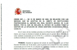 Publicaci&oacute;n orden de medidas en el &aacute;mbito penitenciario