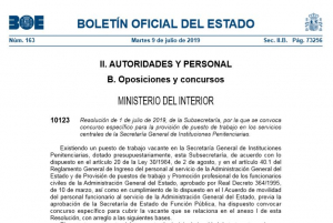Convocatoria concurso traslados servicios centrales SGIIPP