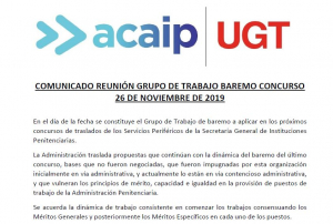 Comunicado reuni&oacute;n baremo 26 noviembre 2019