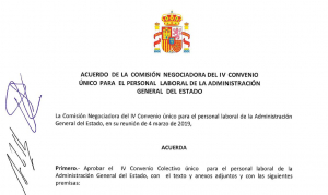 Acuerdo comision negociadora IV convenio personal laboral
