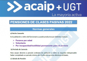 TIPOS PENSIONES Y JUBILACION EN CLASES PASIVAS 2022