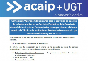 Reuni&oacute;n comisi&oacute;n valoracion concurso Cuerpo T&eacute;cnico II.PP