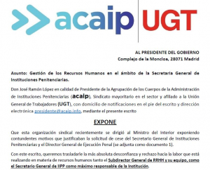 Escrito de cese de responsables de II.PP al presidente del gobierno