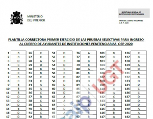 Plantilla correctora primer examern acceso C. Ayudantes OEP 2020