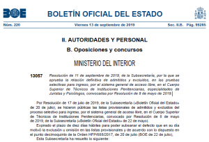 Listado definitivo admitidos-excluidos Cuerpo T&eacute;cnico