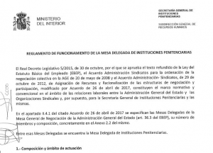 Nuevo reglamento de la Mesa Delegada de II.PP