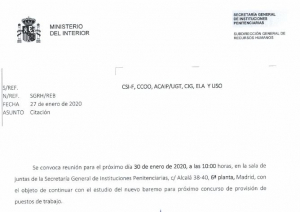 Convocatoria grupo de trabajo sobre el baremo concurso traslados