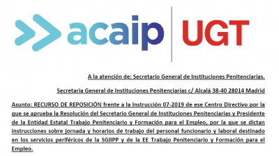 RECURSO DE REPOSICI&Oacute;N frente a la Instrucci&oacute;n 07-2019 de jornadas y horarios