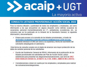 Consulta listados provisionales Acci&oacute;n Social 2022