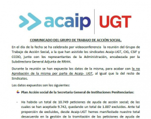 Comunicado reuni&oacute;n grupo de trabajo de Acci&oacute;n Social