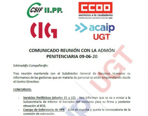 Reuni&oacute;n con la Administraci&oacute;n Penitenciaria: concursos, procesos selectivos....
