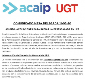 Comunicado reuni&oacute;n extraordinaria mesa delegada: Desescalada