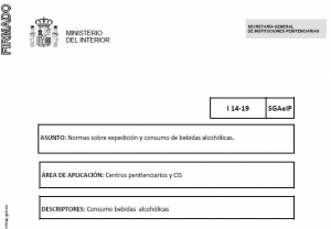 Instrucci&oacute;n 14/2019: Normas sobre expedici&oacute;n y consumo de bebidas alcoh&oacute;licas.
