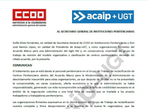 ACAIP-UGT y CCOO no acudiran a la Mesa Delegada de II.PP