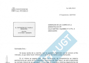 Defensor del pueblo amplia investigaci&oacute;n denuncia ACAIP-UGT traslado internos al P. Vasco