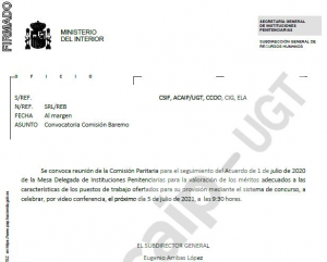 Convocatoria comisi&oacute;n paritaria segumiento acuerdo baremo