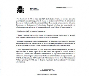 Resoluci&oacute;n concurso enfermer@s II.PP