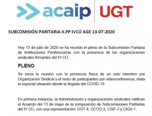 P. Laboral.- Comunicado subcomisi&oacute;n paritaria