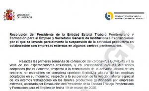 Reanudaci&oacute;n parcial talleres productivos