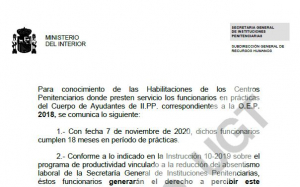 Productividad funcionarios en pr&aacute;cticas OEP 2018