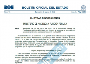 Convocatoria ayudas sociosanitarias Muface 2022