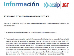P. Laboral.- Reuniones comisi&oacute;n paritaria y Concurso