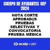 C. Ayudantes: Nota corte examenes y convocatoria prueba m&eacute;dica OEP 2024