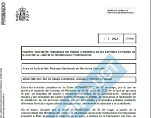 Instrucci&oacute;n 6/2022: Horario teletrabajo servicios centrales