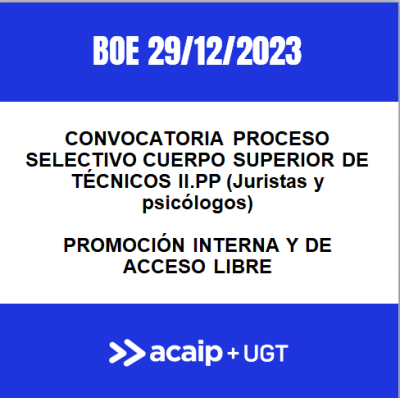 Convocatoria T&eacute;cnicos II.PP acceso libre y promoci&oacute;n interna