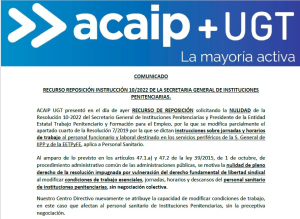 Recurso de reposici&oacute;n ante la instrucci&oacute;n 10/2022