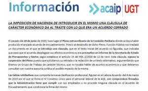 P. Laboral.- Comunicado desacuerdo encuadramiento IV Convenio