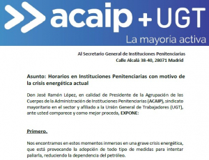 Solicitud implantaci&oacute;n horario por crisis energ&eacute;tica