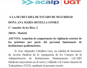 Queja a la Secretaria de Estado de Seguridad ante vigilancia exterior centros