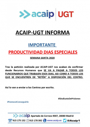 Productividad d&iacute;as especiales Semana Santa