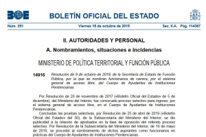 Nombramiento funcionarios carrera Ayudantes OEP 2017